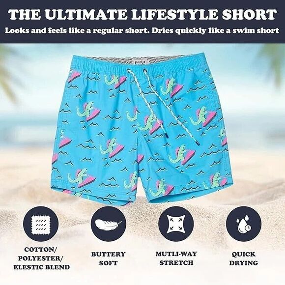 Party Pants Men’s Shorts Sz M Swim Trunks Hammer Time Pink Pockets - Picture 4 of 4